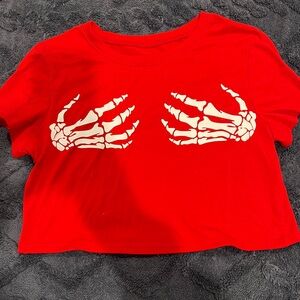 Amazon Red Skeleton Hands Crop Top